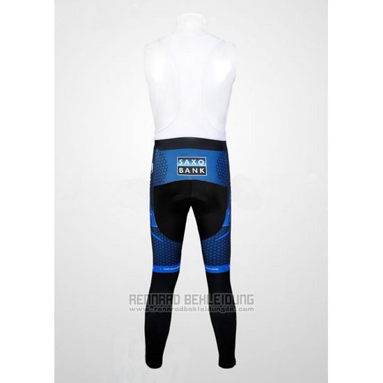 2012 Fahrradbekleidung Saxo Bank Blau und Shwarz Trikot Langarm und Tragerhose